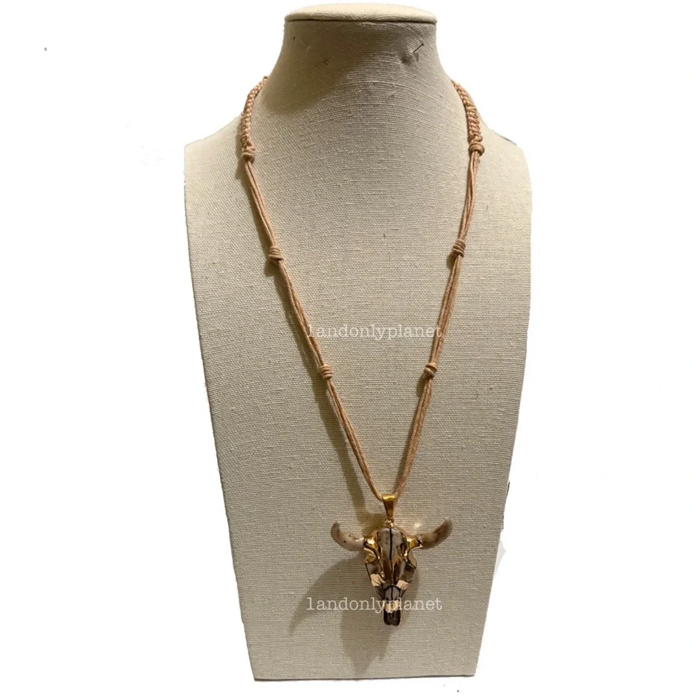2 for $15 Party Host Appreciation🌈🌹HP🌹 NEW Bull Skull Medallion Cord Necklace